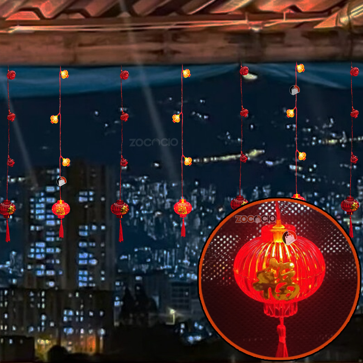 Cortina Faroles Rojo Año Nuevo Chino